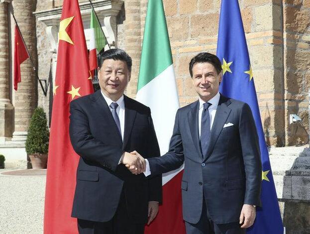 2019年3月23日，国家主席习近平在罗马同意大利总理孔特会谈。